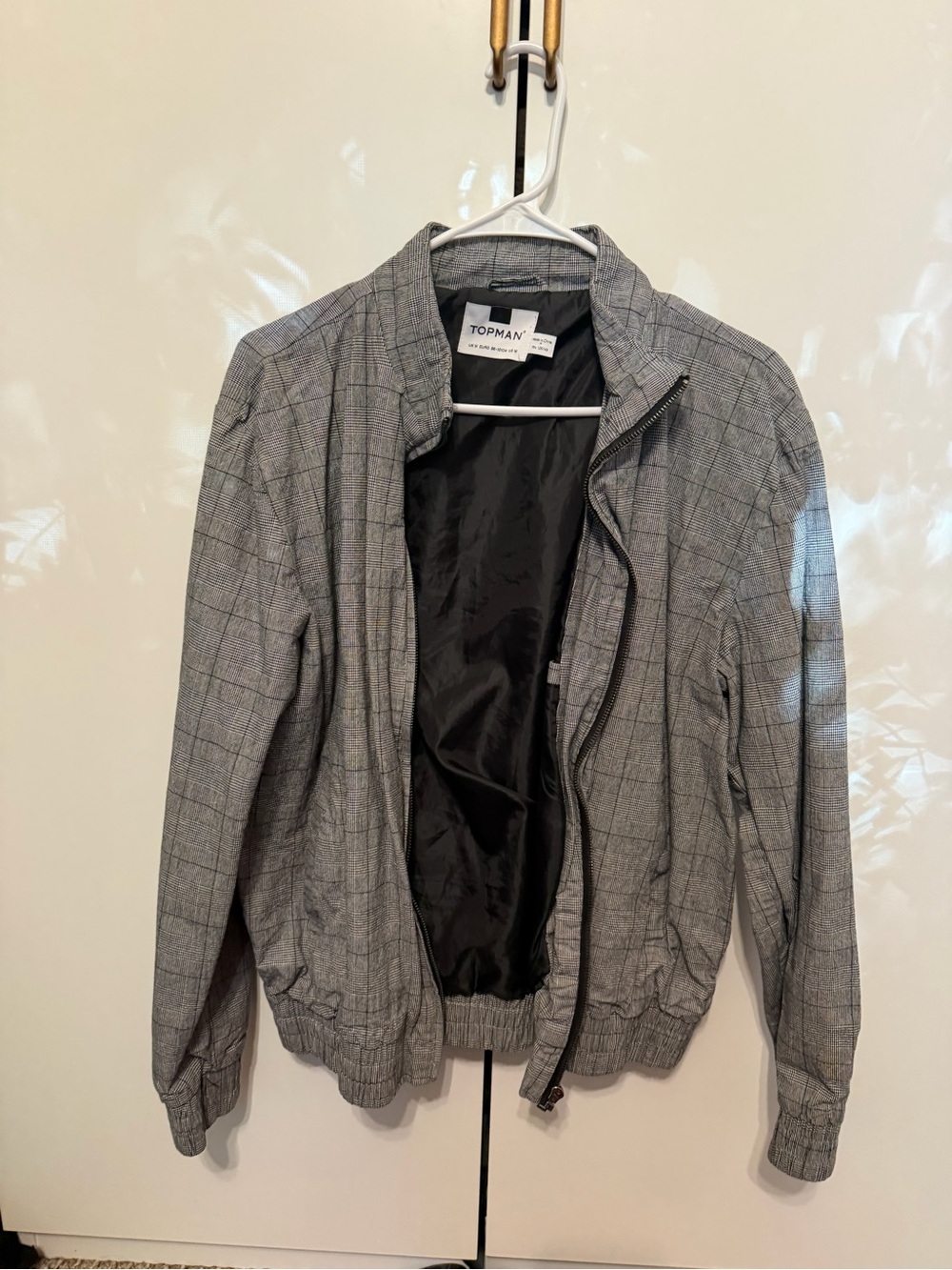 Topman Gray Plaid Bomber Jacket